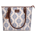 The Clownfish Percy Printed Handicraft Fabric Handbag for Women Office Bag Ladies Shoulder Bag Tote for Women College Girls (Off White)