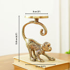 BEHOMA Metal Monkey Pillar Candle Holder Stand, Gold