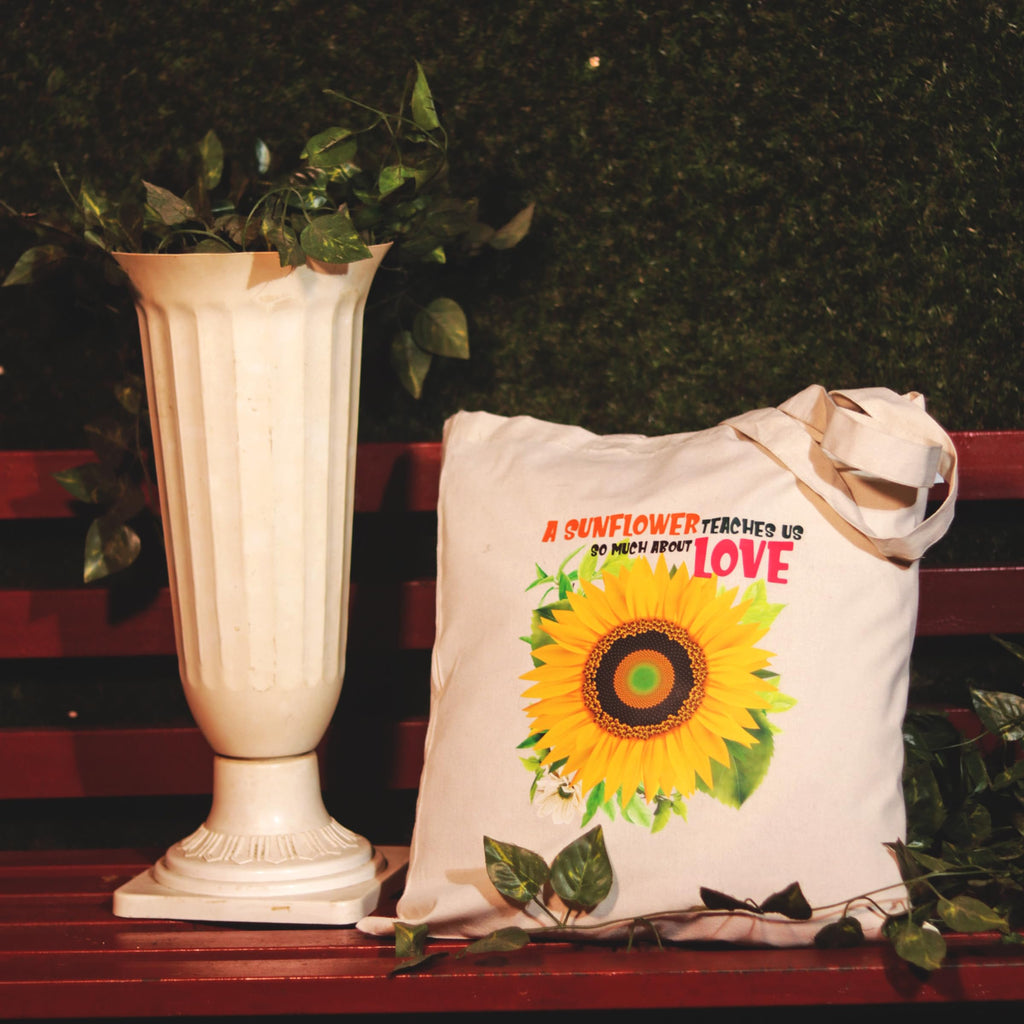Gift a Joy Sunflower Print Cotton Tote Bag for Women & Girls | Reusable Multipurpose Shopping Bag for Office, College, Travel & Daily Use