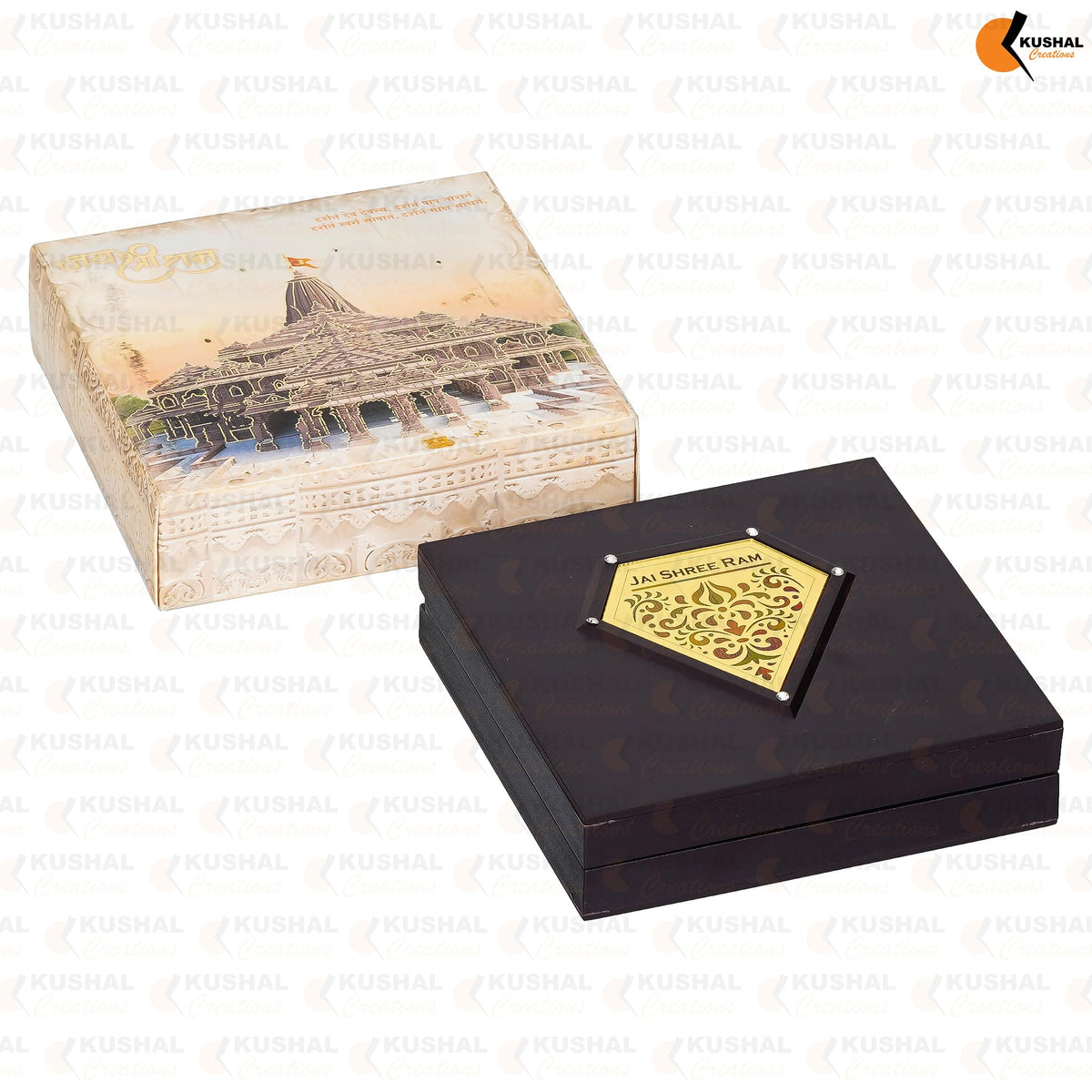 KUSHAL CREATIONS Charan Paduka Box | Religious Box | Pocket Temple (Ram Lala Face)