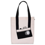 MASQ by Q-One Camera Embroidered Canvas Tote Bags for Women with Zip, College Bag for Girls, 100% Organic Cotton Tote Bag for Traveling & Daily Use | Stylish Gifts for Women and Girl
