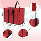 DOUBLE R BAGS Big Eco Cotton Canvas Shopping Bag | Red Jhola Bag for Milk, Grocery, Fruits & Vegetables | Reinforced Handles | 43×21×35.5 cm | 1 Compartment Kitchen Essential (Pack of 3)