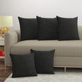 Yellow Weaves Jute Texture 250 TC Cushion Covers, 12 X 12 Inches, Black, Set Of 5