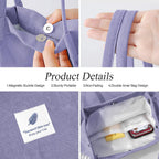 Kawn Women Corduroy Canvas Tote Bag Shoulder Cord Purse Reusable Shopping Bag Grocery Bag Large Capacity Washable Handbag Girls Shoulder Bag With Inner Pocket For Daily Use (Purple)