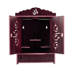 Crazyink Handmade Wooden Home Temple with Doors and Storage Box. - (Maroon)