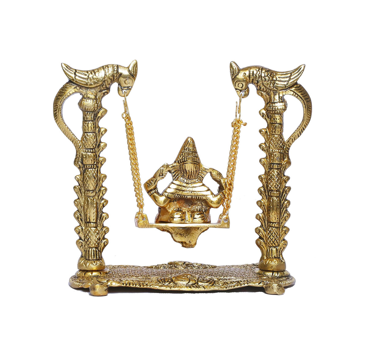 KridayKraft Ganesh ji Idol,Ganpati murti on Swing jhula for Temple Pooja, Ganesha Metal Statue Table Decorative Home,Office & Gift Your Relatives,Religious Idol Showpiece Figurines Gift Article...