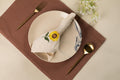 Glimpse Homes Embroidered Cotton Slub Table Napkins and Placemats Combo (Amber Sunflower, Set of 6) Kafalo