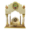 OPPILLA™ Laddu Gopal Jhula, Meenakari Hand Painted Folding Temple Jhoola, Handcrafted Home Temple Decor (White, 16 Inches x 13 Inches)