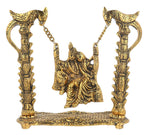 RCI Handicrafts Spiritual of Love Radha-Krishna Jhula Idol – Handcrafted Divine Swing Statue for Home Décor, Temple, Pooja Room & Auspicious Gifting on Festivals (Golden)