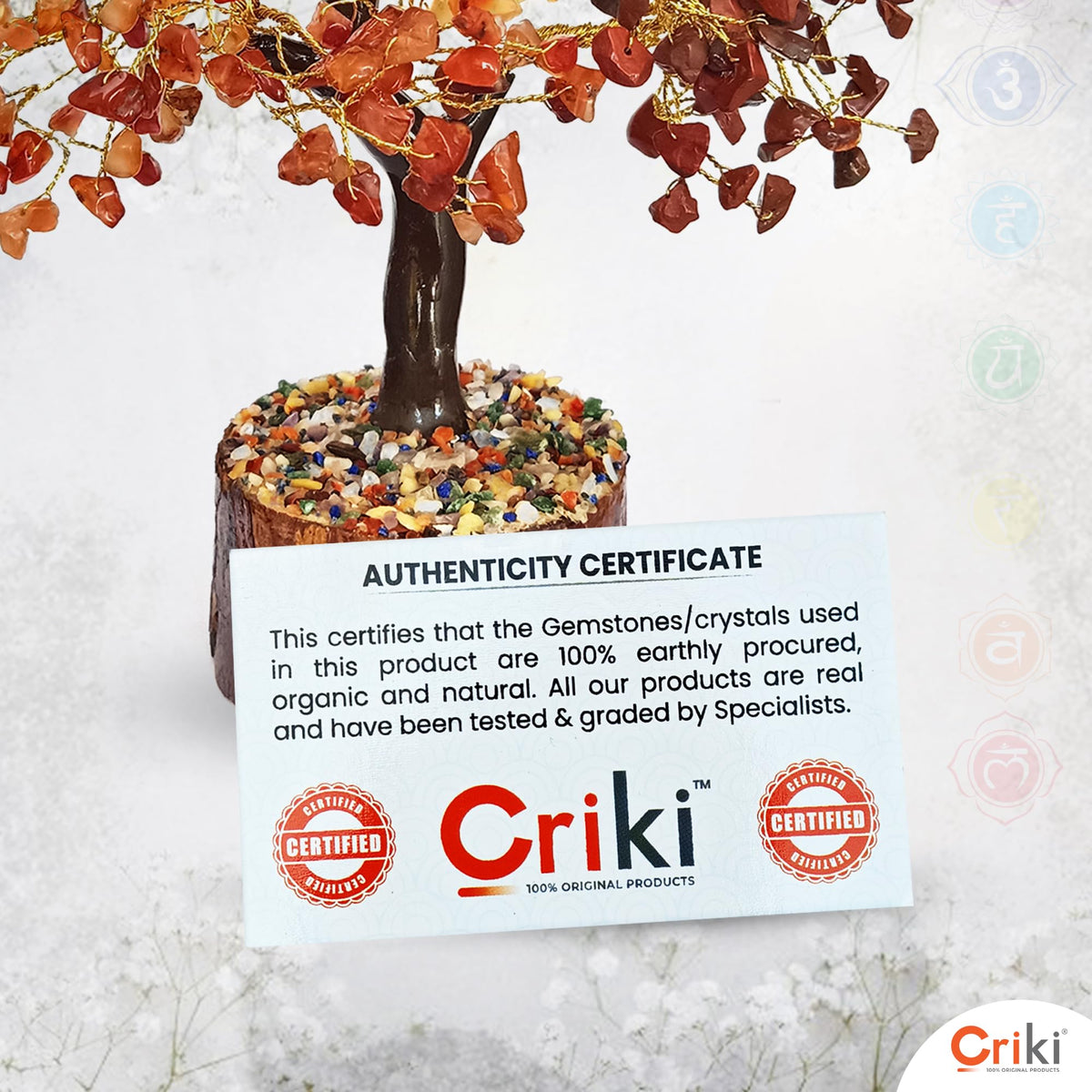 CRIKI Natural Seven Chakra Tree of Life - Seven Chakra Crystal Tree, Home Decor, Fake Bonsai, Feng Shui Decor for Healing 7 Chakra of The Human Body, Money, Health, Peace, Good Luck, and Prosperity