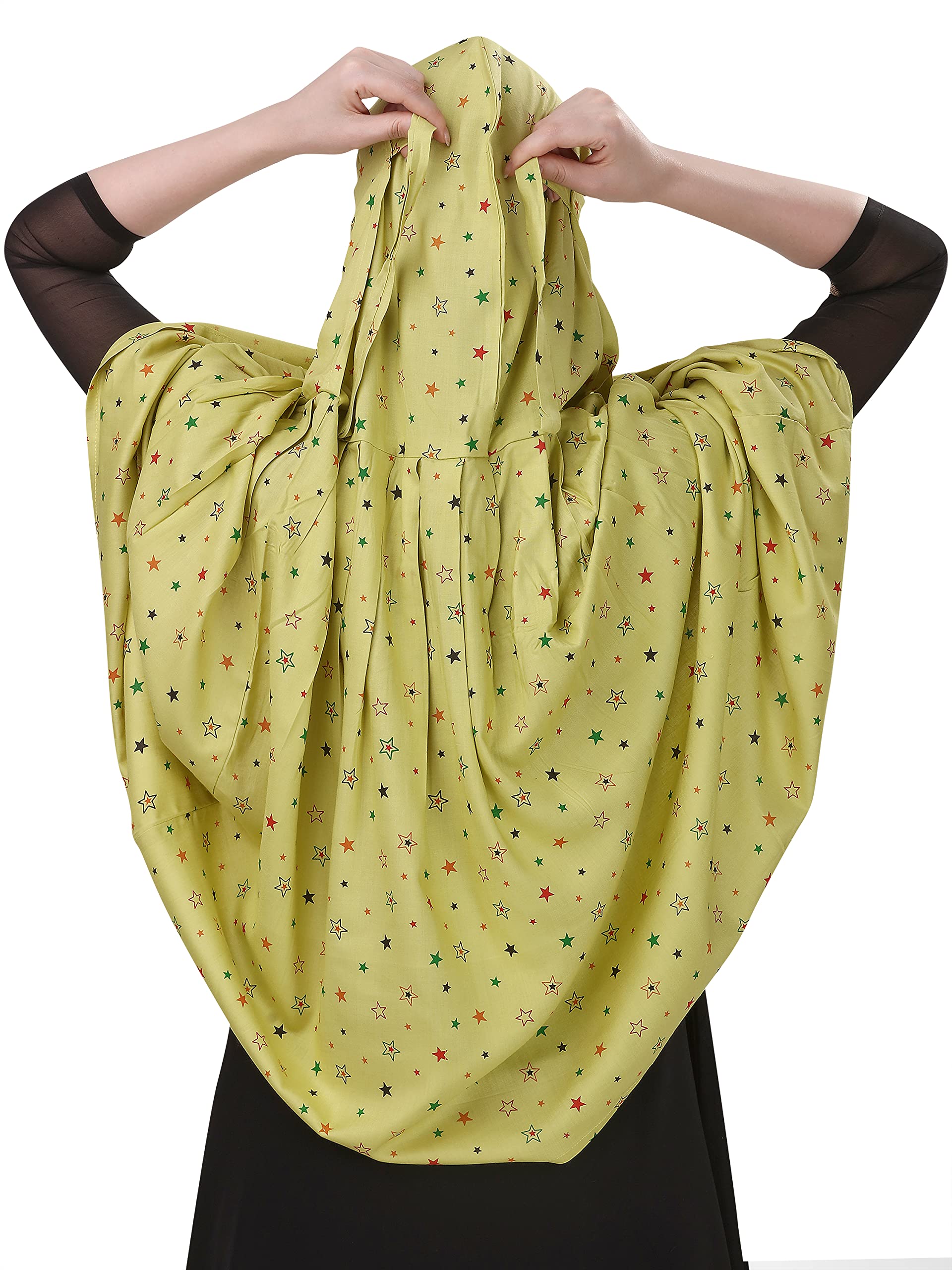 7 season's Girls Cotton Short Scarf Cum Mask Universal Size/Usable For Vehicle Driver For Sunlight Uv Protection/White Printed Design (Mehndi Star Long, Free), For Female