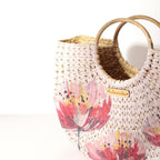 Habere India-All the Cultures Fabricating India Small Tote Bag | Straw Bag | Basket | Beach Bags for Women | Women Handbag | Half Moon Tote Bags (Design 02)