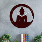 VIBECRAFTS Buddha in Lotus Posture Designer Wooden Wall Clock for Home Decor | Office | Living Room | Bedroom | Gifts (WWCVC1Pcs_10001N)