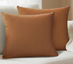 Yellow Weaves Cotton Canvas Decorative Cushion Covers, (16 X 16 Inches), Set of 2, Rust Brown