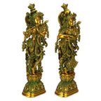 SVARUP Big Brass Radha Krishna Pair Idol Radhay Krishan Murti in Multicolor Home Decor Puja Gift Height 29 Inch