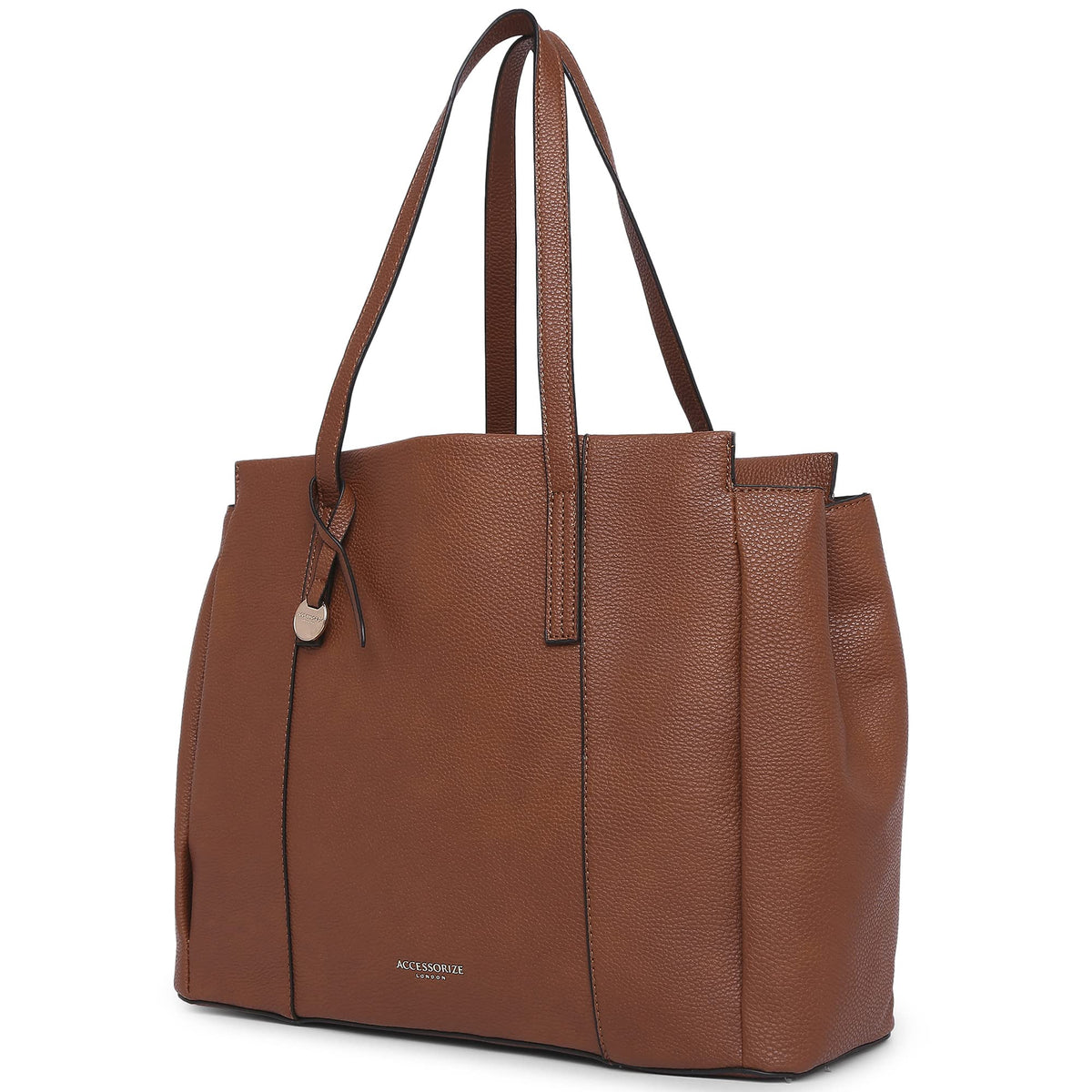 Accessorize London Women's Tan Lauren Work Tote bag | Tote bags for women office use |Work bag for woman stylish | Fits 13 inch laptop