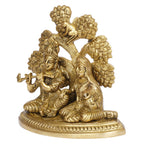 ARTVARKO Brass Radha Krishna Sitting Under Tree Idol Murti Statue Home Office Temple Mandir Pooja Puja Room