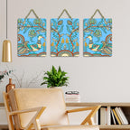 Artvibes Kalamkari Art Wooden Wall Hanger for Home Decor | Living Room | Wall Art Paintings | Wall Illustrations | Wall Accents | Door Hanging Art Items | Gift Items (WH_96160N), Set of 3