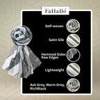 FAHABO Digital Print Mal Mal Cotton Scarf for Women – Soft, Lightweight Hijab, Head & Neck Wrap | Stylish Fashion Scarf (Ash Grey, Warm Grey, Rich Black)