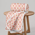 Divine Casa Floret 100% Cotton Double Dohar | 120 GSM | Soft & Lightweight Throw Blanket | Reversible Design | Cozy & Breathable Bedding | All-Season Comfort | 220 x 205 CM, Red Orange Kafalo