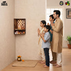 Gift Kya De Wooden Corner Pooja Mandir for Home & Office | Wall Mounted Pooja Stand with LED Light | GKD Compact Wooden Temple for Wall Corner, Devghar for Desk (H-17 x W-10 x L-15 Inch)