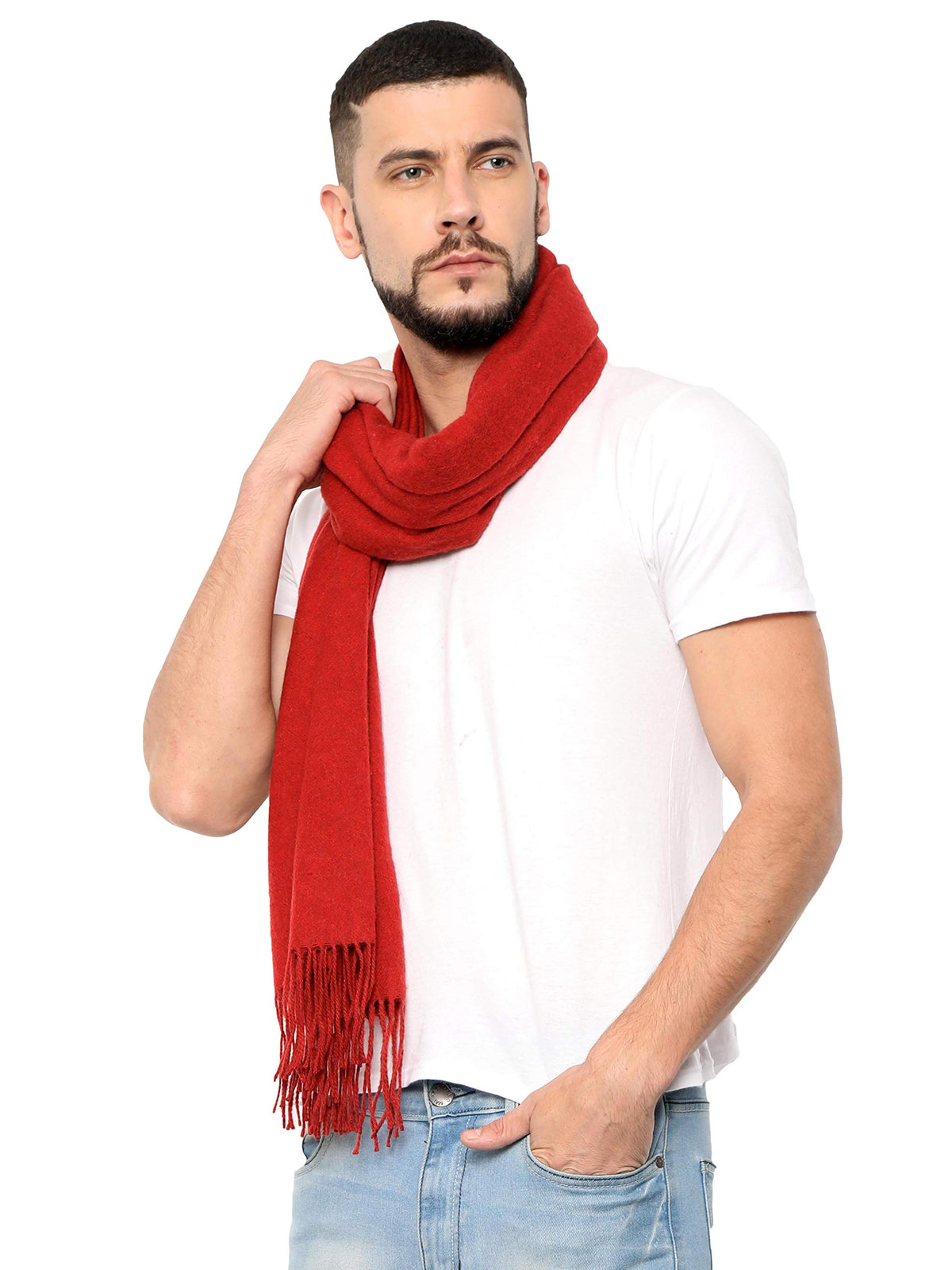 FabSeasons Solid Woolen Winter cashmere Scarf, Scarves, Stoles and Shawl, Size - 70 * 190 cms