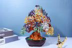 Top Plaza 7 Chakra Healing Crystal Money Tree 10 Inch Stone Bonsai Tree Feng Shui Good Luck Wealth Tree Decor Business Gift for Office Home Living Room