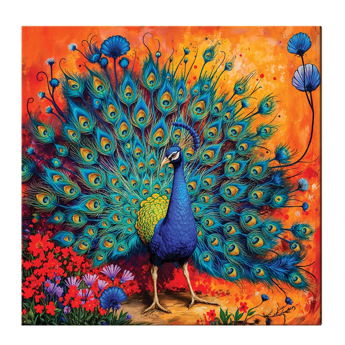 Canvas Dancing Peacock Painting For Wall Vastu ArtX