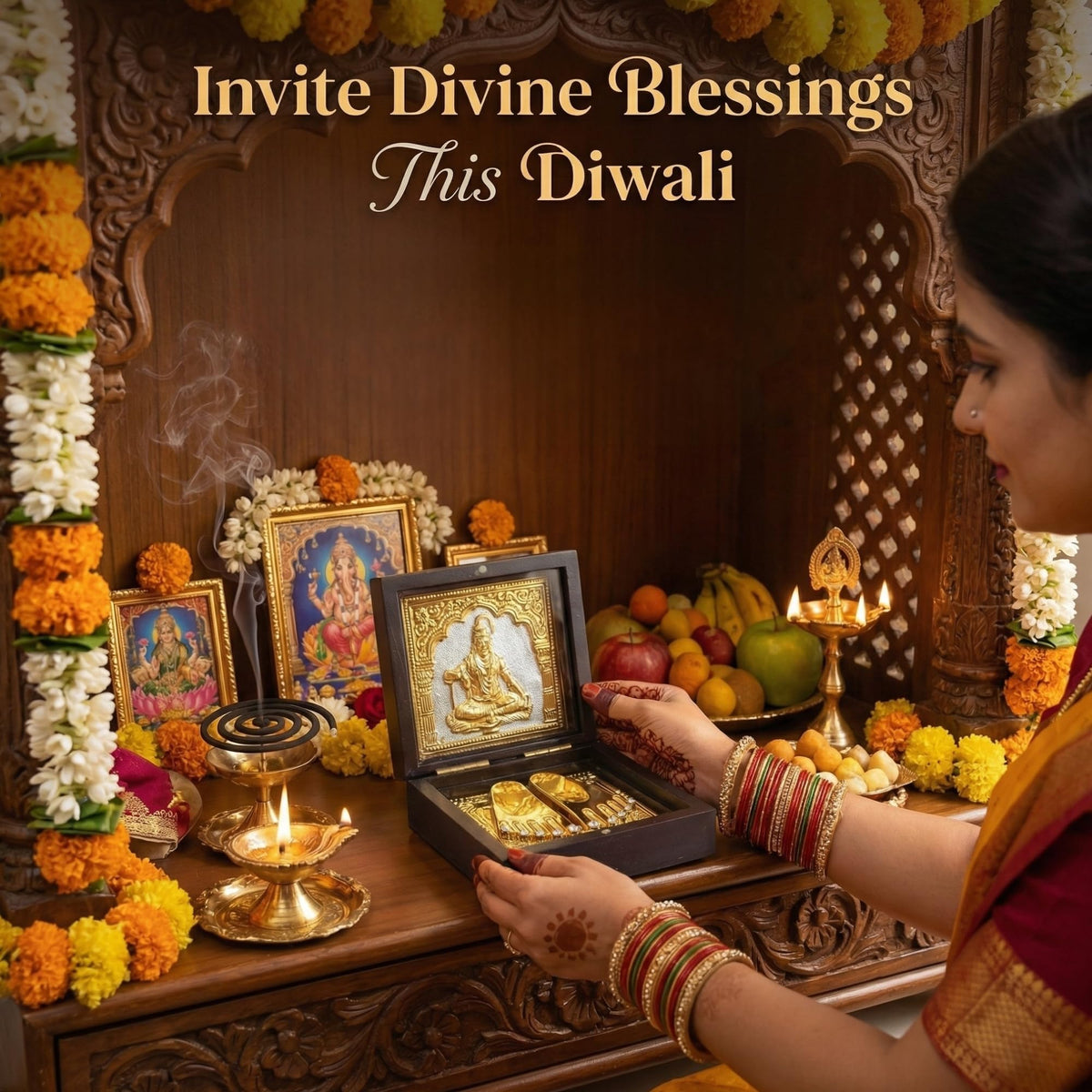 DK trades® Gold Plated Lord Shivji Pooja Box - Premium Gold Shivji for Pooja Box| Pocket Temple Shivji with Charan Paduka| Unique Home, Office