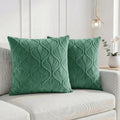 Yellow Weaves Jacquard Cushion Covers | Sofa Cushion Covers | Throw Pillow Cover for Sofa, Couch, Living Room| Removable & Washable | 16x16 Inches, Set of 2 (Green)