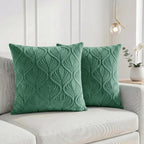 Yellow Weaves Jacquard Cushion Covers | Sofa Cushion Covers | Throw Pillow Cover for Sofa, Couch, Living Room| Removable & Washable | 16x16 Inches, Set of 2 (Green)