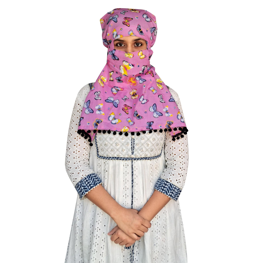 Switchon Export quality Cotton Multi color scarf hijabf for women for 12 yrs and above (Pink_Multi)
