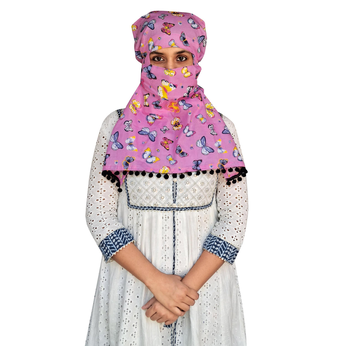 Switchon Export quality Cotton Multi color scarf hijabf for women for 12 yrs and above (Pink_Multi)