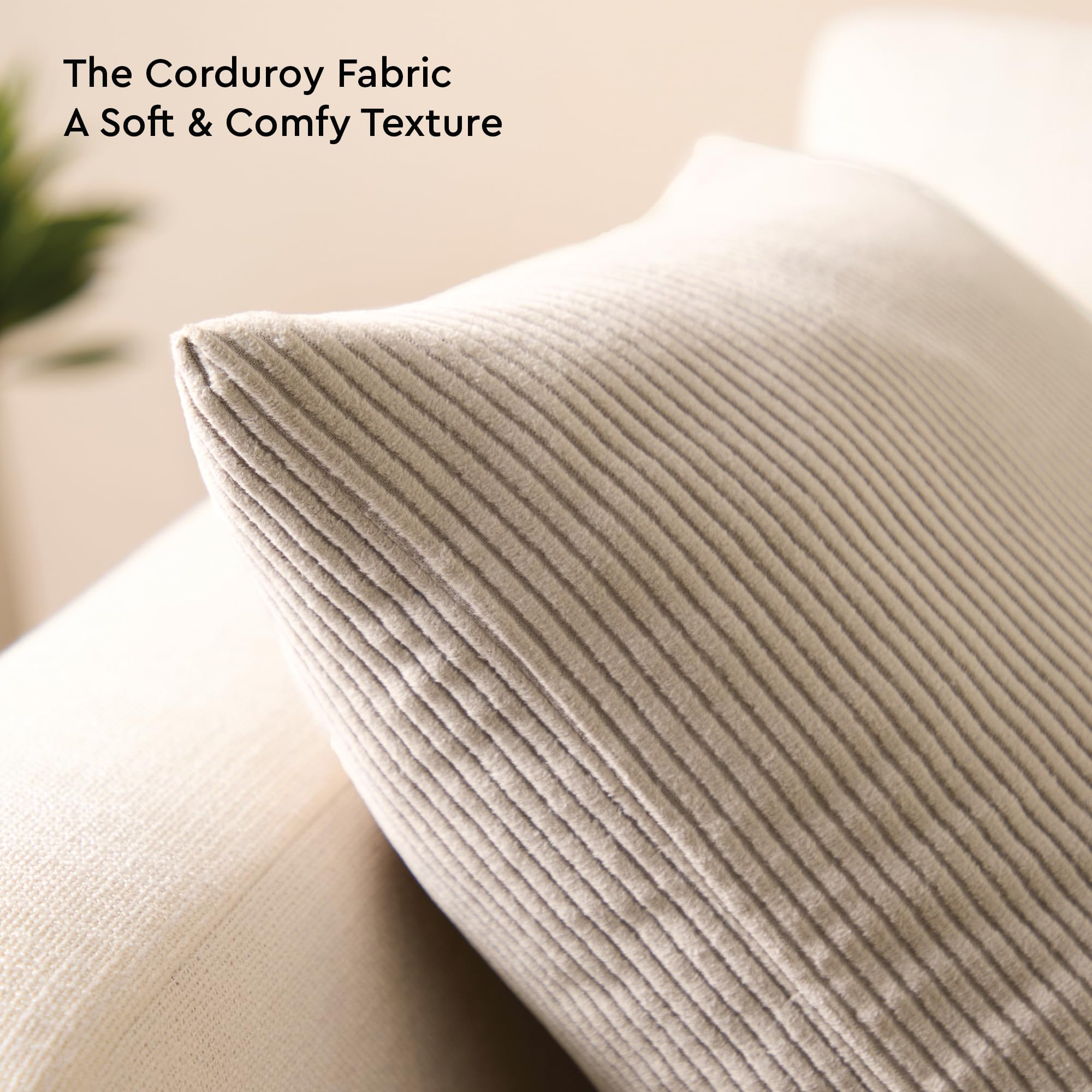 Encasa XO Corduroy Cushion Covers, Boho Pillow Covers, No Inserts Grey