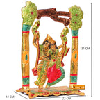 KridayKraft Metal Colourfull Radha Krishna Idol on Swing Jhula Decorative Showpiece Figurine Religious Idols for Home Office Statue Murti for Decoration & Pooja Gifting Purpose Sculpture