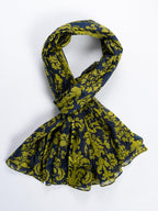 AQVA Printed Cotton Scarf for Women Stylish (Navy Lime) | Head and Face Cover Scarf for Girls with 100% Cotton | Soft & Lightweight Scarves/Stoles for all Weather (72 x 43 in)