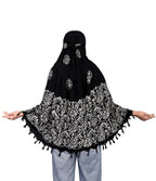 Hetzon Sales Cotton Long Scarf Cum Mask Scarves Usable for Vehicle Driver | Printed Design Fabric | Universal Size | For Girl & Women | Soft Sun Protection Light Weight (Wax Batik - Black)