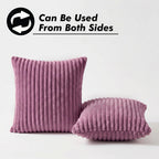 Yellow Weaves Pencil-Stripe Fur Cushion Covers | Soft Polyester | Decorative Sofa & Throw Pillow Covers | 16x16 Inches, Pack of 5 (Purple)