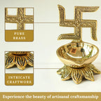 Behoma 100% Pure Brass Swastik Diya for Puja