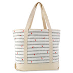 DALIX 22 Shopping Tote Bag in Heavy Cotton Canvas (Zippered Top) Gray Flamingo