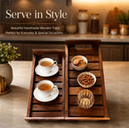 The Shilp Collective Sheesham Wood Serving Tray Set of 2 | Handmade Wooden Breakfast & Organizer Trays with Handles | Multipurpose Decorative Tray for Kitchen Dining Table & Home Décor