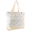 DALIX 22 Shopping Tote Bag in Heavy Cotton Canvas (Zippered Top) Gray Flamingo