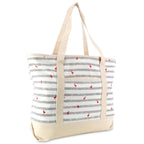 DALIX 22 Shopping Tote Bag in Heavy Cotton Canvas (Zippered Top) Gray Flamingo