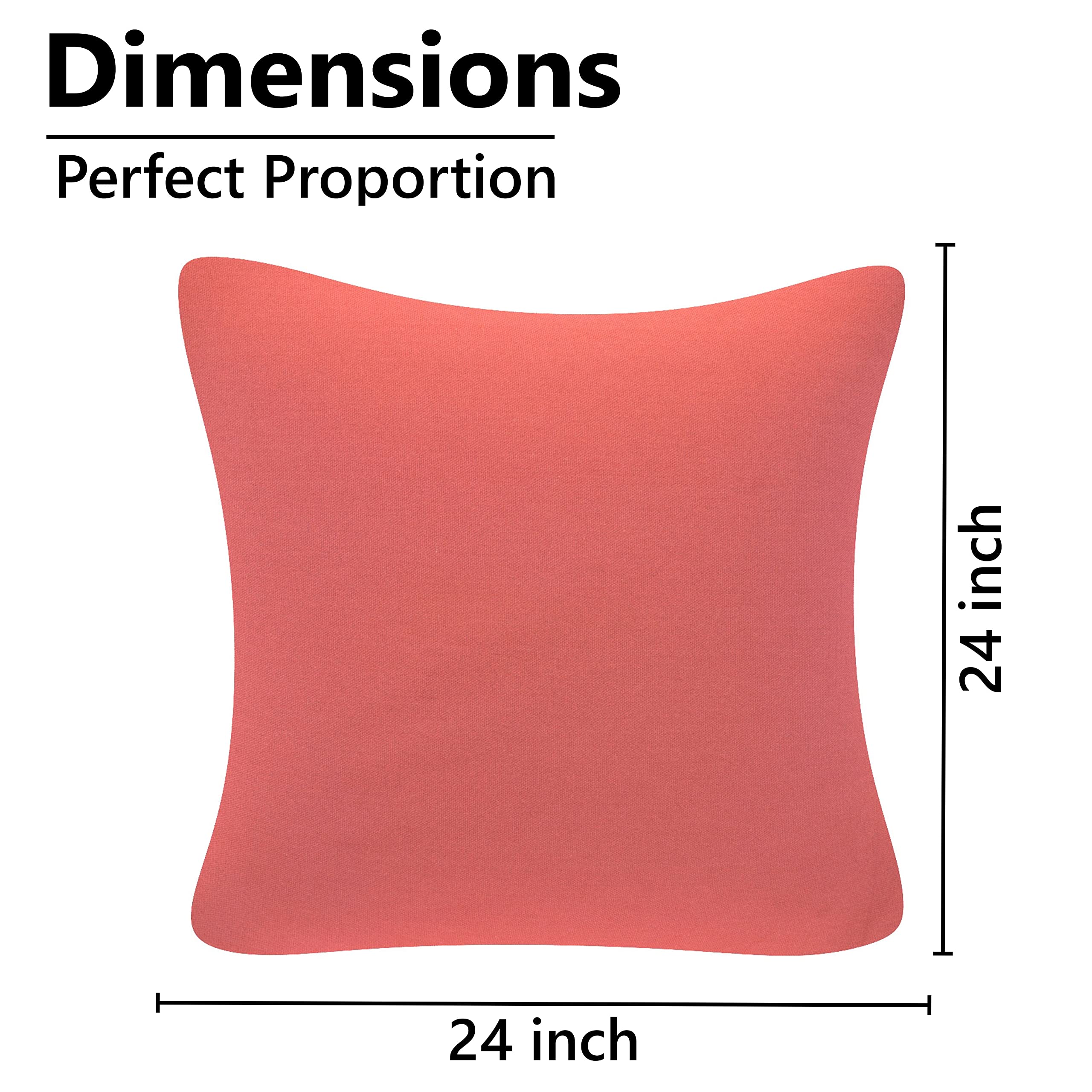 Yellow Weaves Cotton 250 TC Canvas Decorative Cushion Covers, (24 X 24 Inches) Set Of 5, Peach