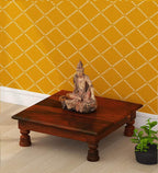 SAAMENIA FURNITURES Solid Sheesham Wooden Chowki for Home Pooja Temple - Maple Finish
