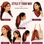 RiddhiInfotech Uttarakhand Pahadi Printed Square Scarf for Women | 26 x 26 Inch Traditional Head Scarf | Vintage Hair Wrap, Bandana, Neck Scarf & Stylish Fashion Accessory | Multicolour