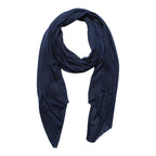 MUFFLY Fine Blended Ultra Soft & Warm Wool Silk Unisex Pashmina Shawl, Stole & Wrap with Hanger (Dark Blue)