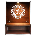PIXIEDAISY Wooden Temple for Home with LED Light | Wall Mounted Pooja Mandir for Home & Office | Beautiful Wooden Pooja Stand for Living Room, Prayer Room & Hindu Temple Décor (Style-4)