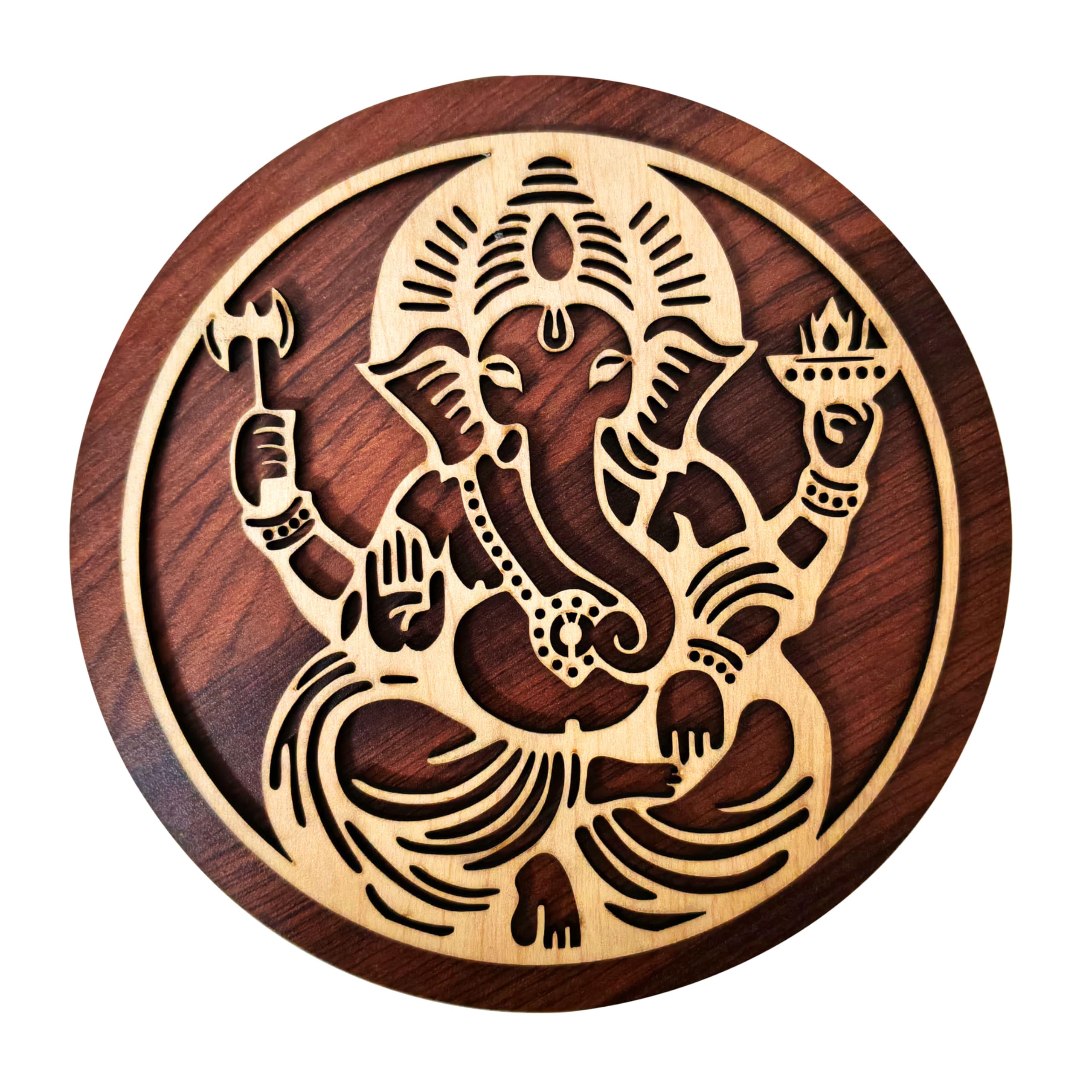 SWAGSTATION Lord Ganpati MDF Wall Hanging | Hindu God Ganesha Home Temple & Wall Decor for Pooja Room, Door Entrance & Living Room (12 Inches)