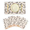 Kuber Industries Placemat | Placemats for Dining Room | Anti-Slip Table Mat Set | Dining Table Placemats | Leaf-Design Placemat | 6 Piece Set | Cream Kafalo